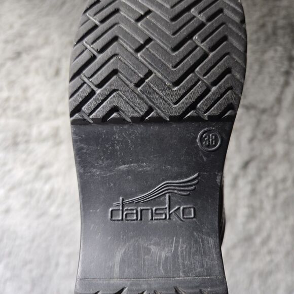 Dansko XP Womens 8/38 Professional Reflective Black Leather Slip-On Heeled Clogs - Picture 14 of 14